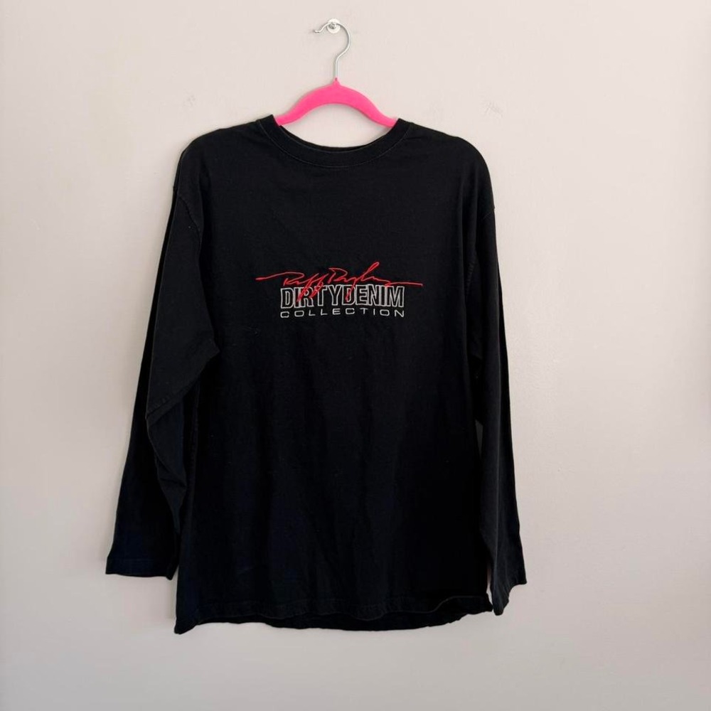 Y2K BLACK RUFF RYDER DIRTY DENIM COLLECTION LONG‎ SLEEVE T-SHIRT